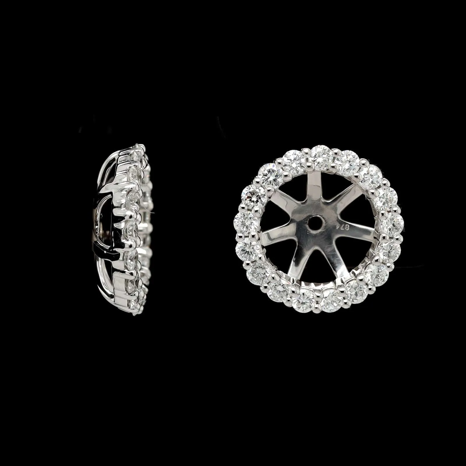 14K White Gold Estate Diamond Earring Jackets