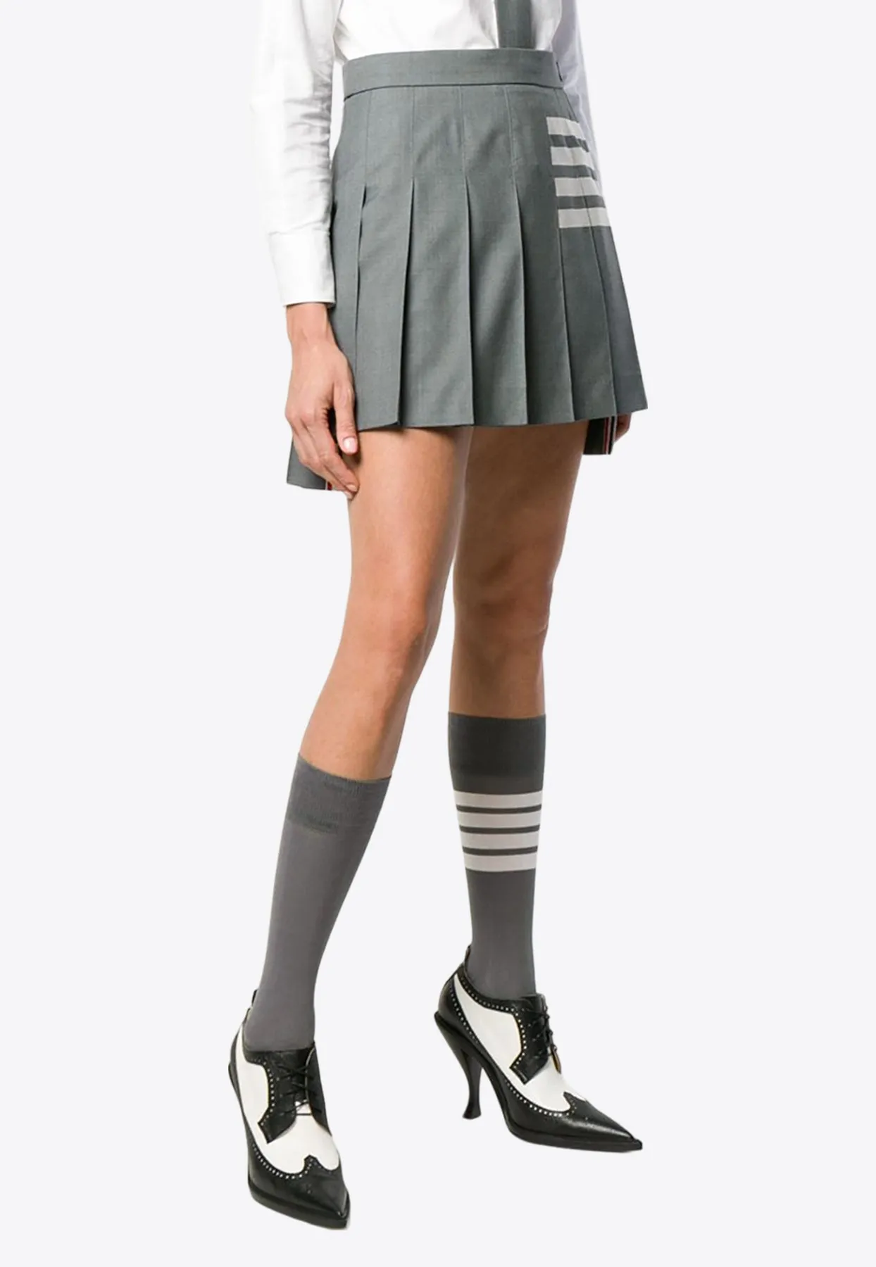 4-bar Stripes Pleated Mini Skirt