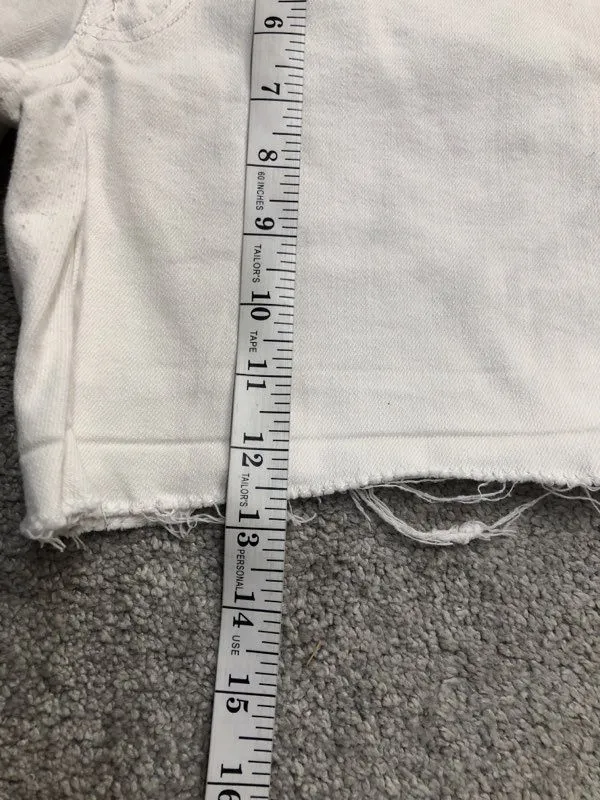 American Eagle Shorts Women 8 White Jean Shorts Denim Stretch Pocket Lightweight
