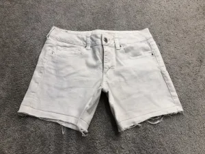 American Eagle Shorts Women 8 White Jean Shorts Denim Stretch Pocket Lightweight