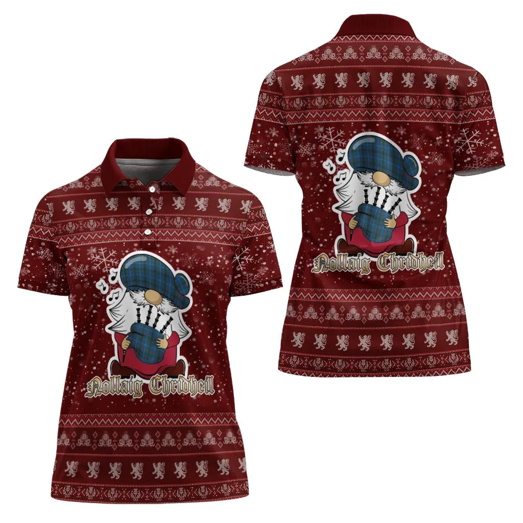 Bain Clan Christmas Family Polo Shirt with Funny Gnome Playing Bagpipes