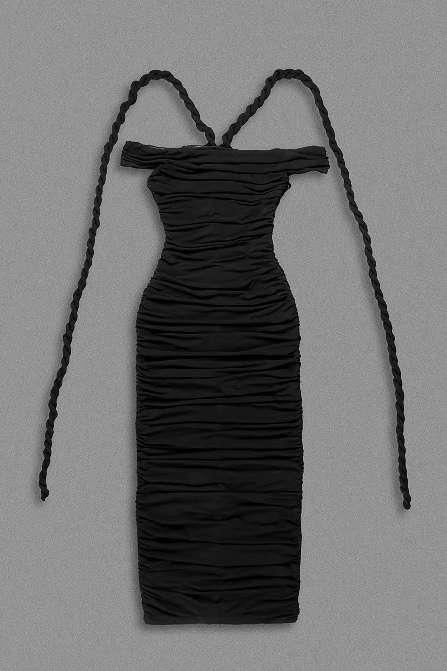 Black Bardot Bodycon Maxi Dress