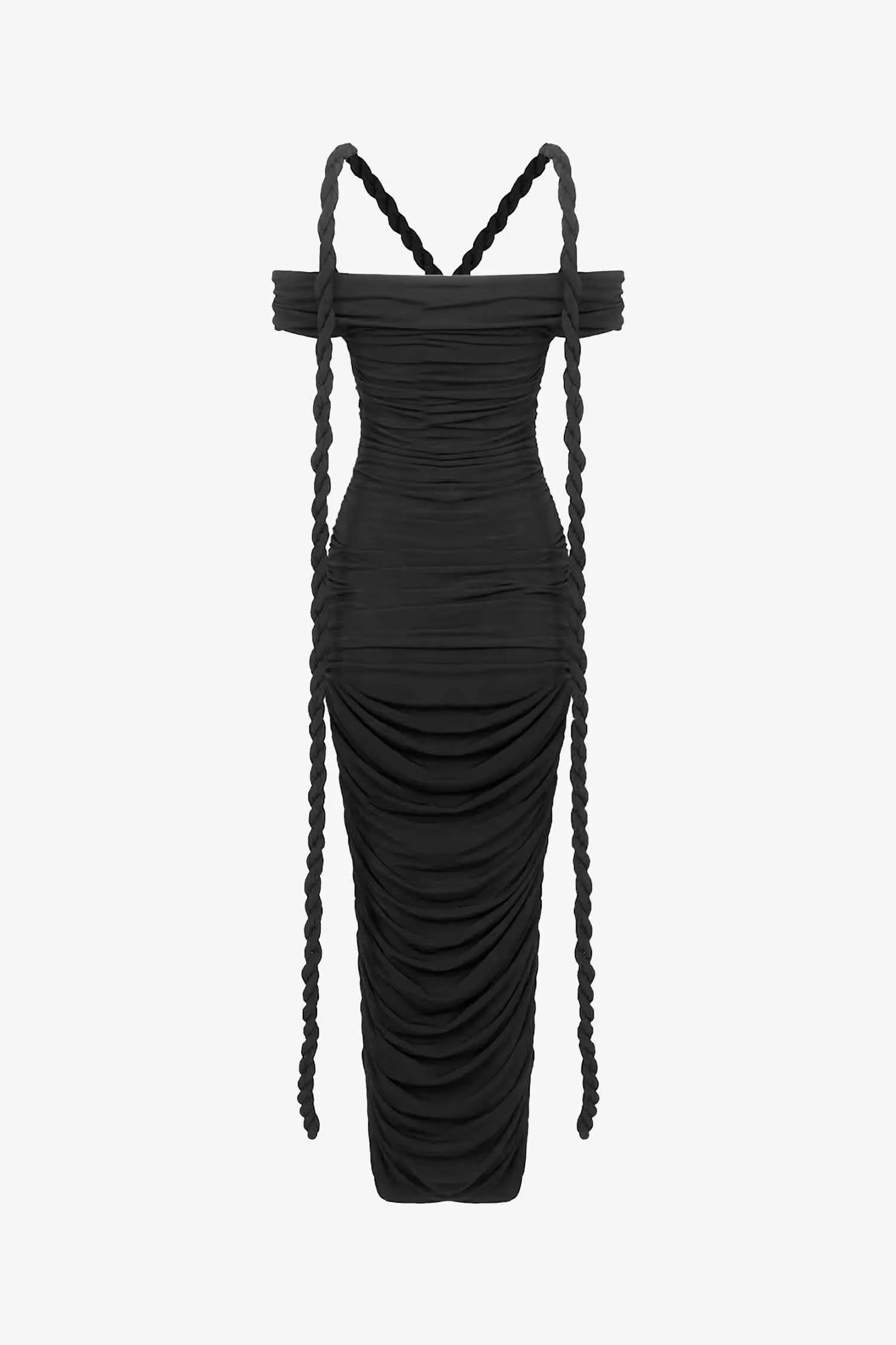 Black Bardot Bodycon Maxi Dress