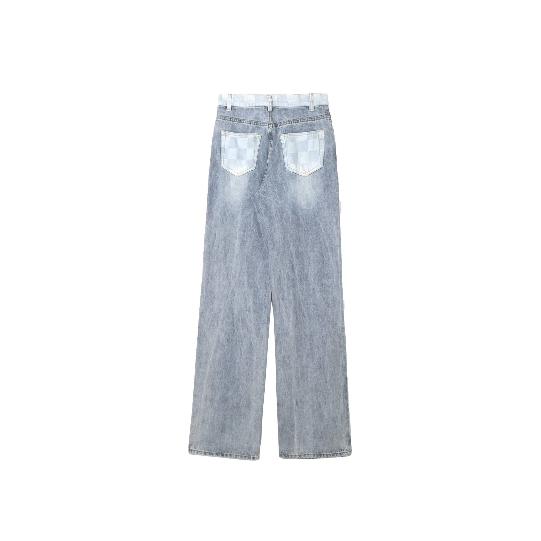 Blue Chessboard Denim Jeans