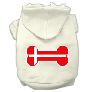 Bone Shaped Denmark Flag Screen Print Pet Hoodies Cream Size L (14)