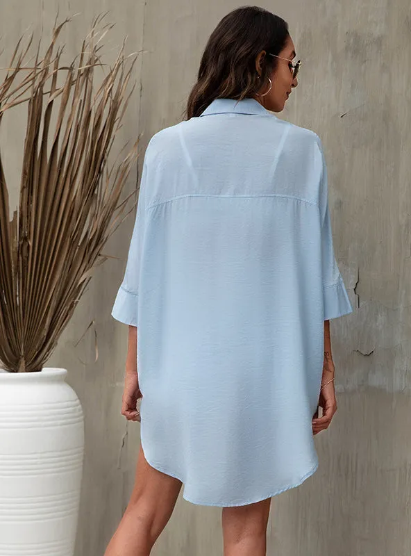 Collar Casual Shirt Seven-sleeve Shirt