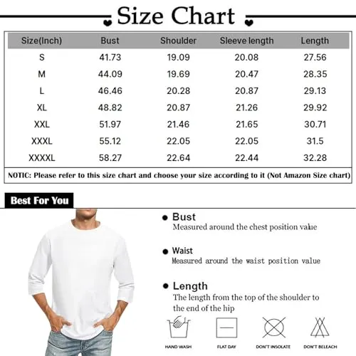 Crewneck Sweatshirt Men,Baseball 3/4 Sleeve Shirt Men Lightning Deals of Today Three Quarter Sleeve Gym Tops Men Casual Scoop Neck Blouse Solid Loose Comfy Blouse Mens Blue