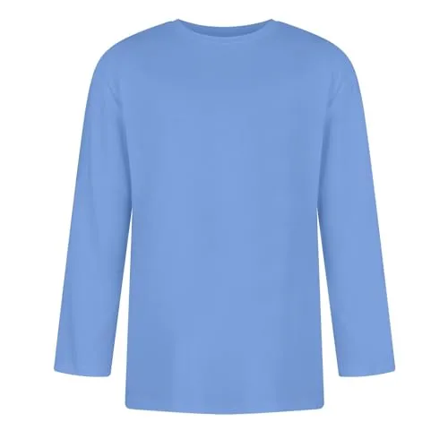 Crewneck Sweatshirt Men,Baseball 3/4 Sleeve Shirt Men Lightning Deals of Today Three Quarter Sleeve Gym Tops Men Casual Scoop Neck Blouse Solid Loose Comfy Blouse Mens Blue