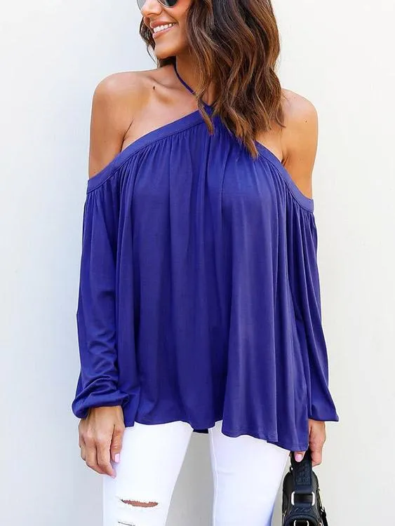 Custom Halter Spaghetti Strap Long Sleeve Blouses