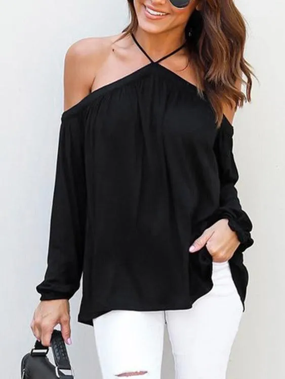 Custom Halter Spaghetti Strap Long Sleeve Blouses