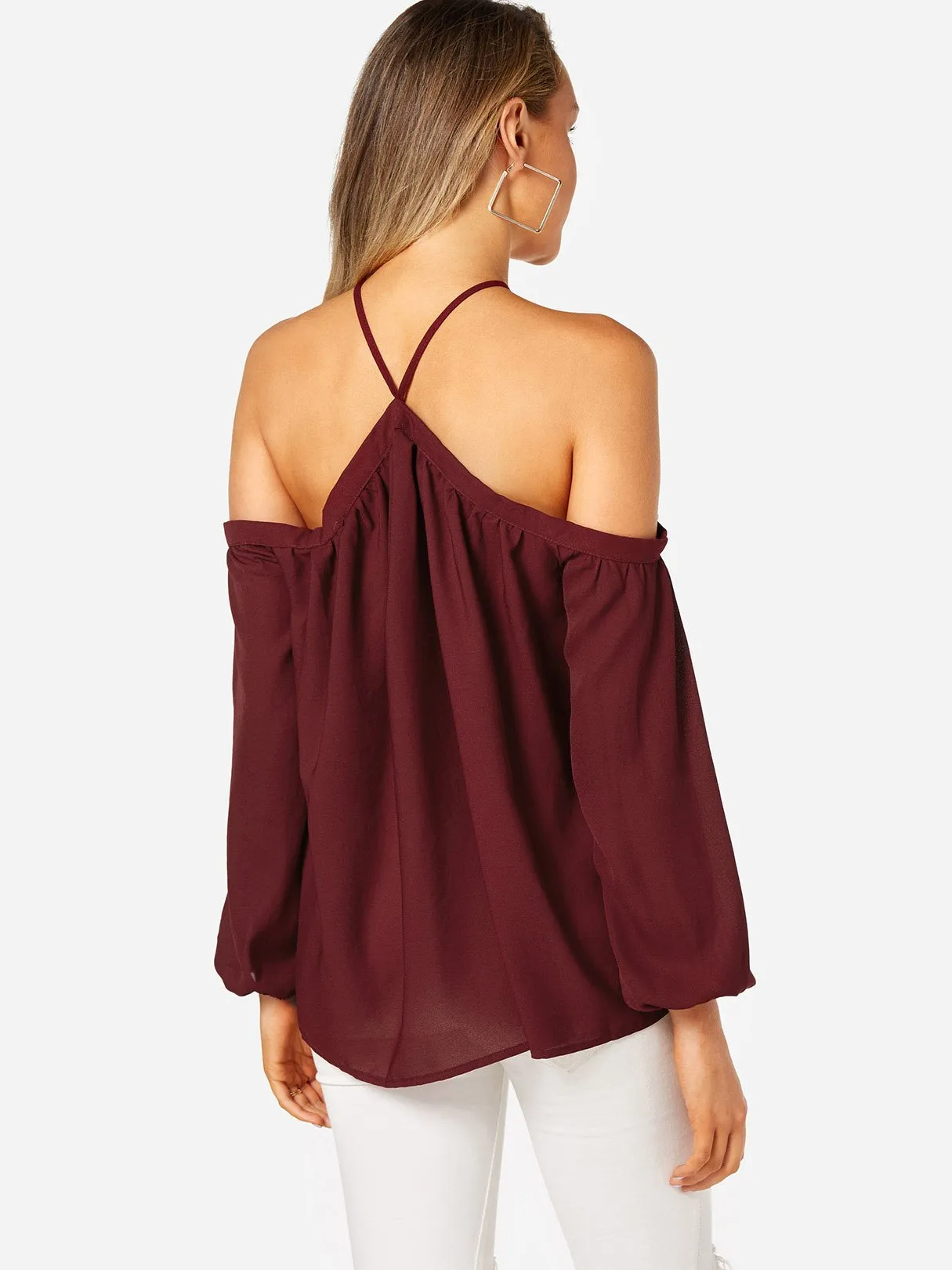 Custom Halter Spaghetti Strap Long Sleeve Blouses