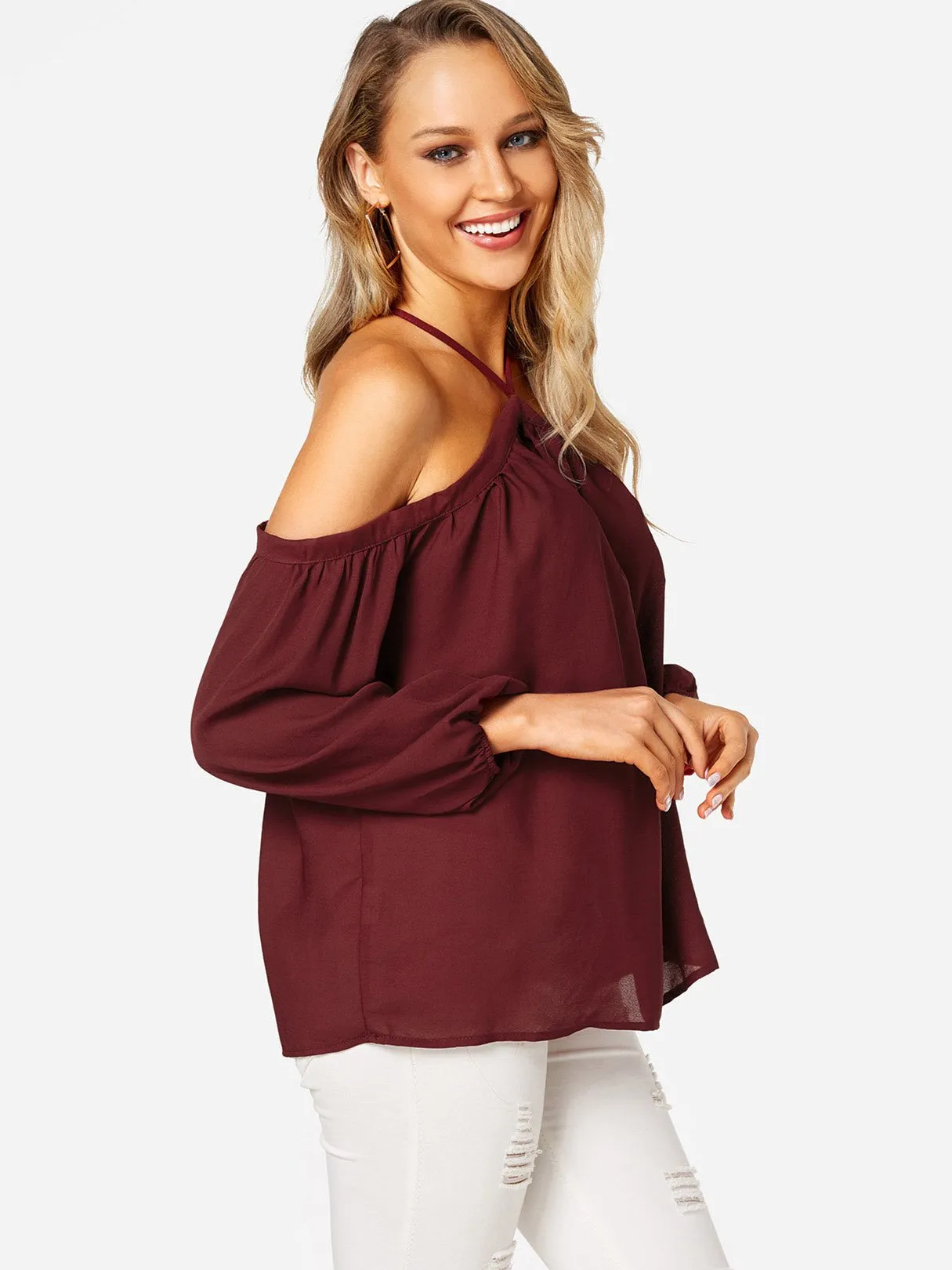 Custom Halter Spaghetti Strap Long Sleeve Blouses