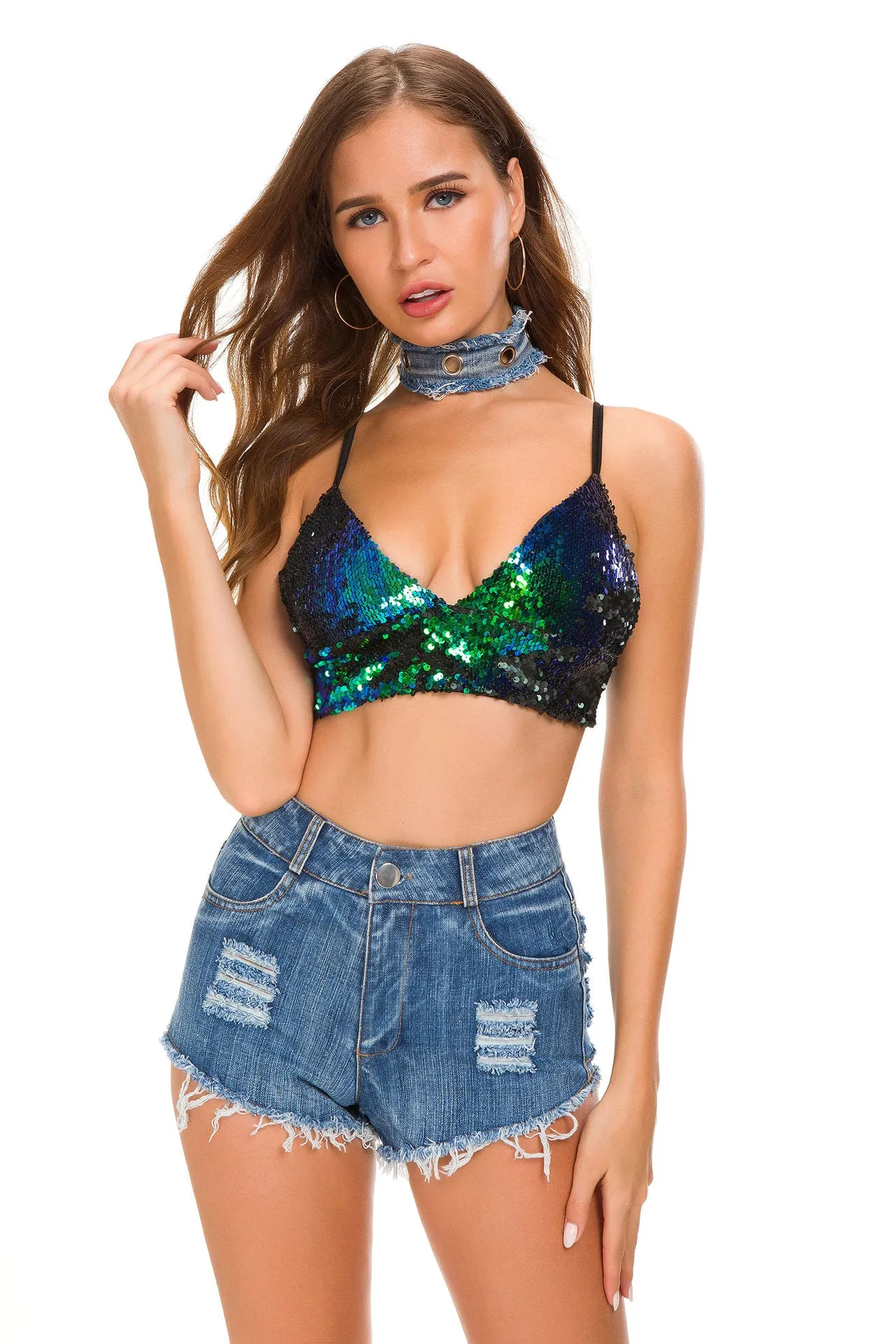 Distressed Denim Shorts