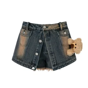 Doozoo Denim Jacket Shorts in Dark Blue
