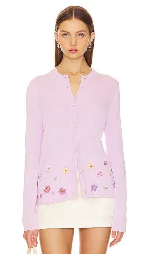 GOGO Sweaters Flower Cardigan in Lavender