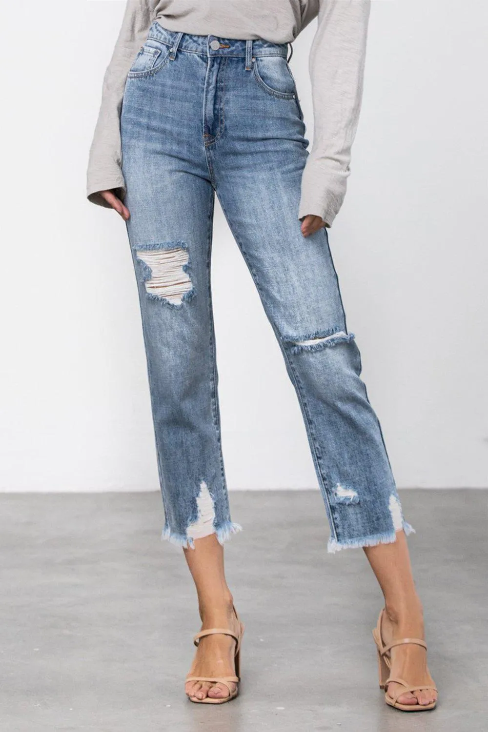 Good Karma Cropped Denim "Mom" Jeans - Final Sale