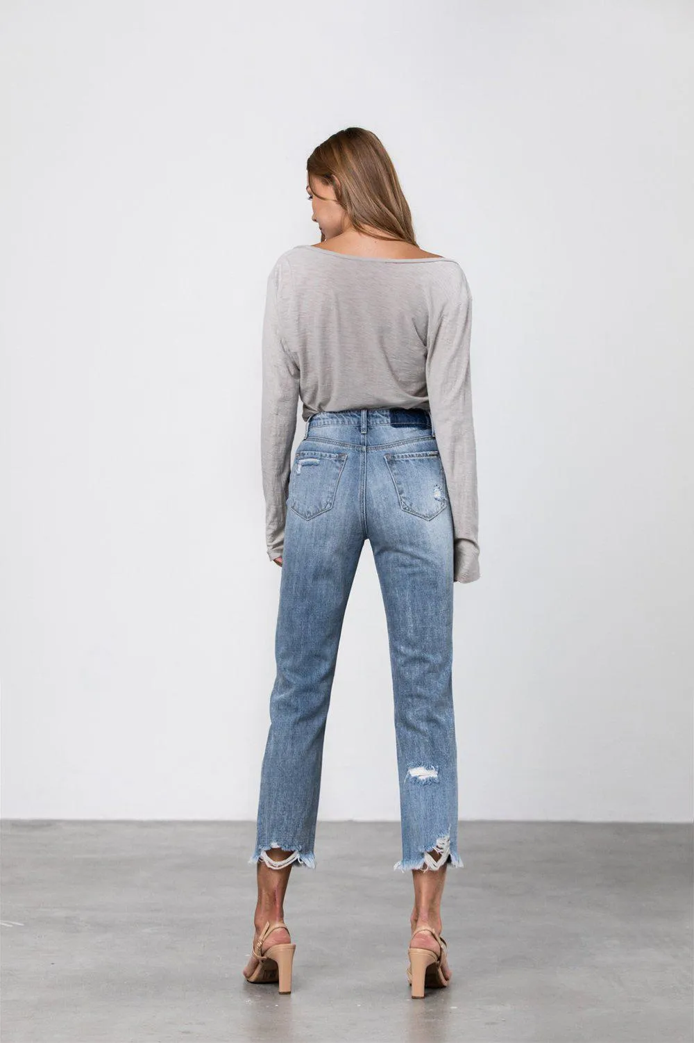Good Karma Cropped Denim "Mom" Jeans - Final Sale