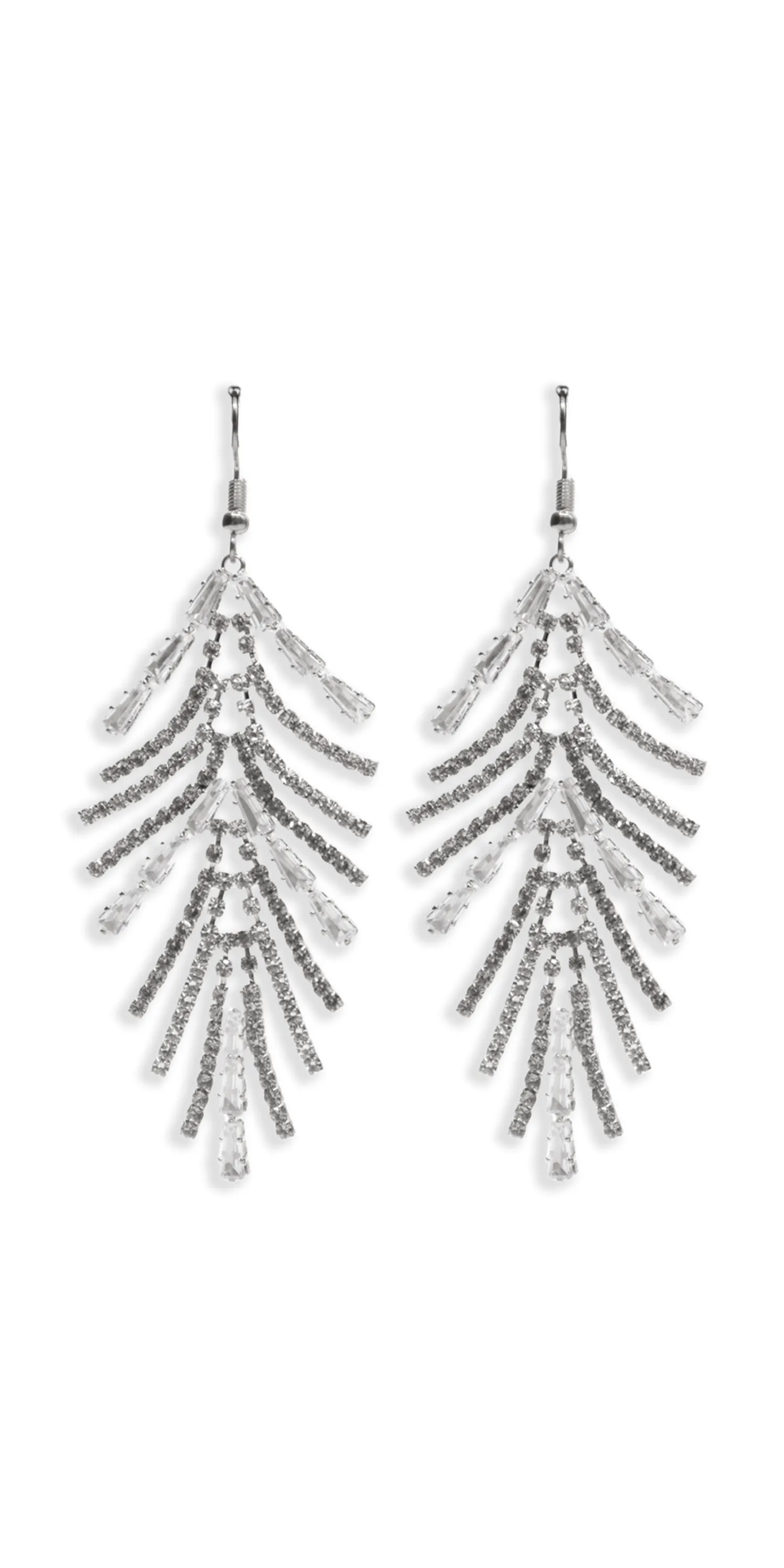 Grand Fan Cubic Zirconia Drop Earrings