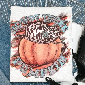 Howdy There Pumpkin Short Sleeve Graphic Tee in Light Heather Grey