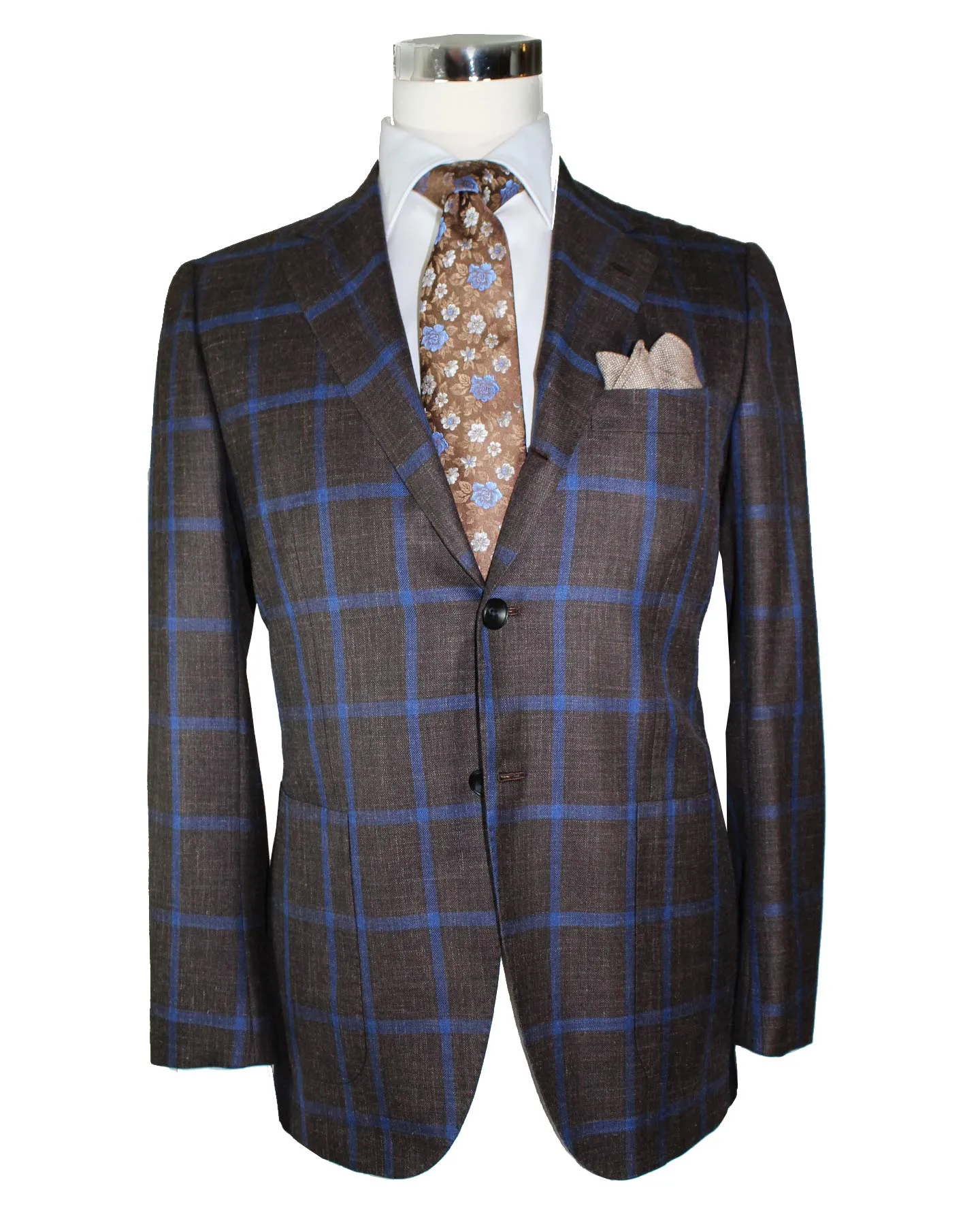 Kiton Sport Coat Brown Windowpane Design EU 48/ US 38 R SALE