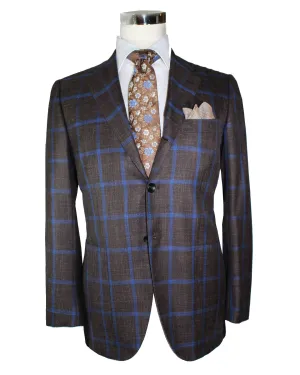 Kiton Sport Coat Brown Windowpane Design EU 48/ US 38 R SALE