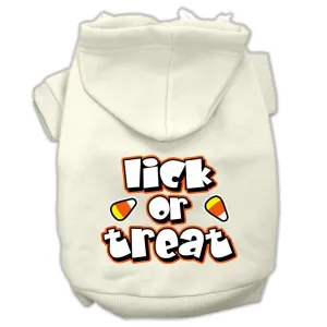 Lick Or Treat Screen Print Pet Hoodies Cream Size Med (12)