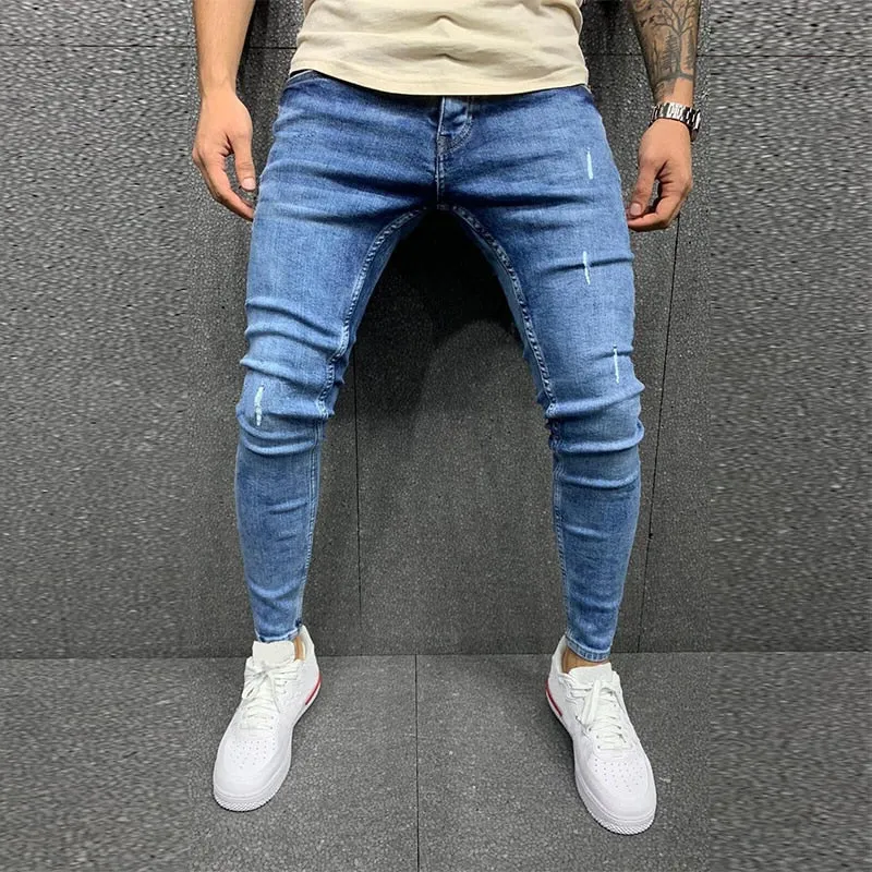 Men's Fashion Street Style Ripped Skinny Jeans