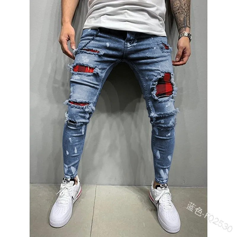 Men's Fashion Street Style Ripped Skinny Jeans