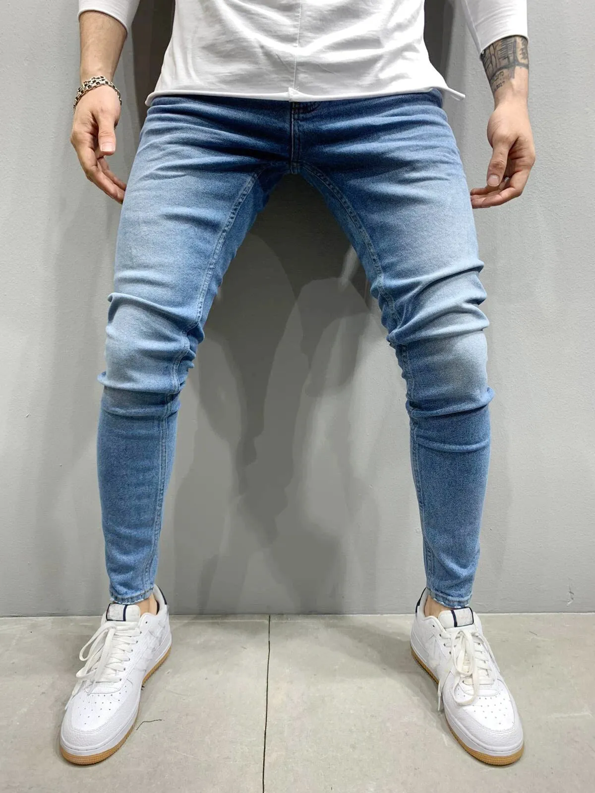 Men's Fashion Street Style Ripped Skinny Jeans