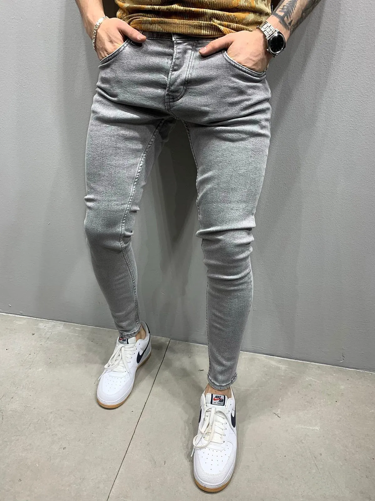 Men's Fashion Street Style Ripped Skinny Jeans