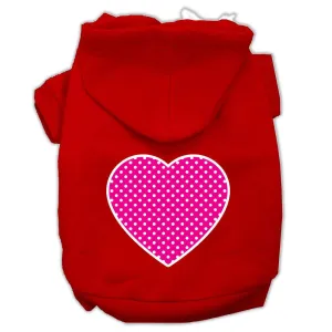 Pink Swiss Dot Heart Screen Print Pet Hoodies Red Size Med (12)