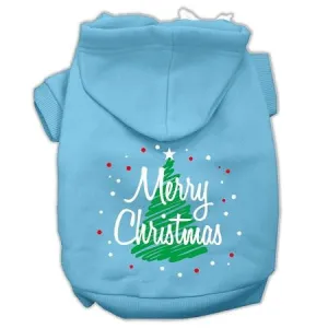 Scribbled Merry Christmas Screenprint Pet Hoodies Baby Blue Size M (12)