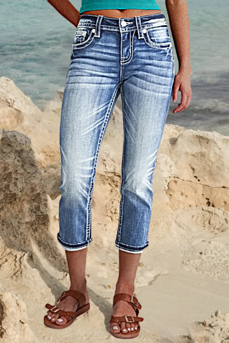 Sienna Mid Waist Capri Jeans