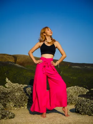 Solid Pink Palazzo Wrap Pants