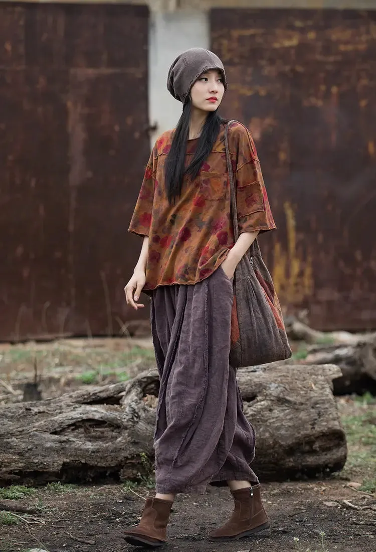 Stylish Women's Purple Linen Harem Pants for Any Occasion