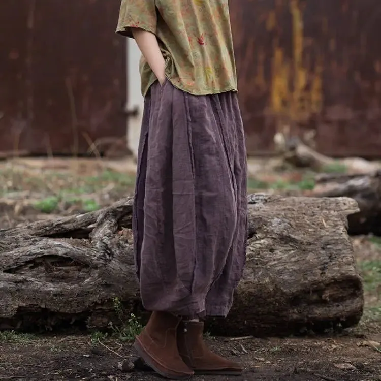 Stylish Women's Purple Linen Harem Pants for Any Occasion