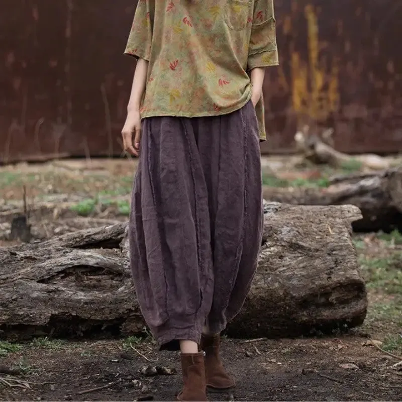 Stylish Women's Purple Linen Harem Pants for Any Occasion