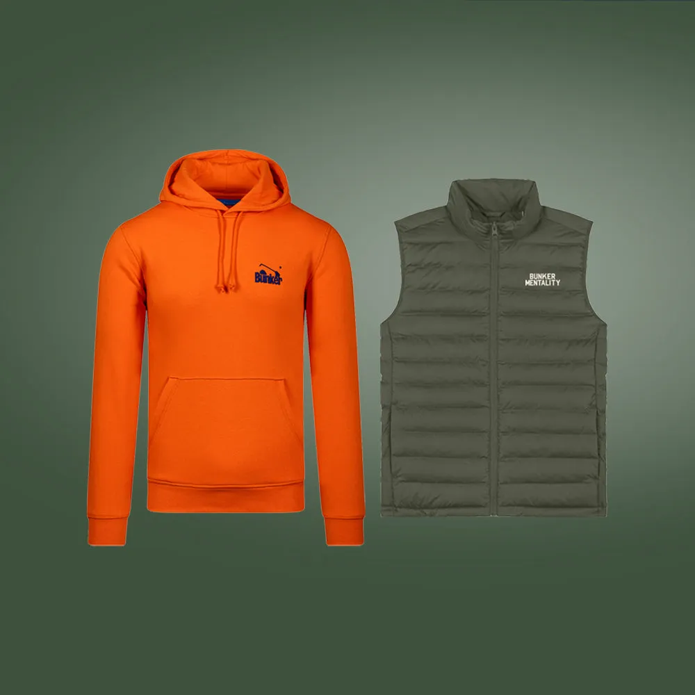 Tech Gilet Logo Hoodie Bundle, Khaki / Orange