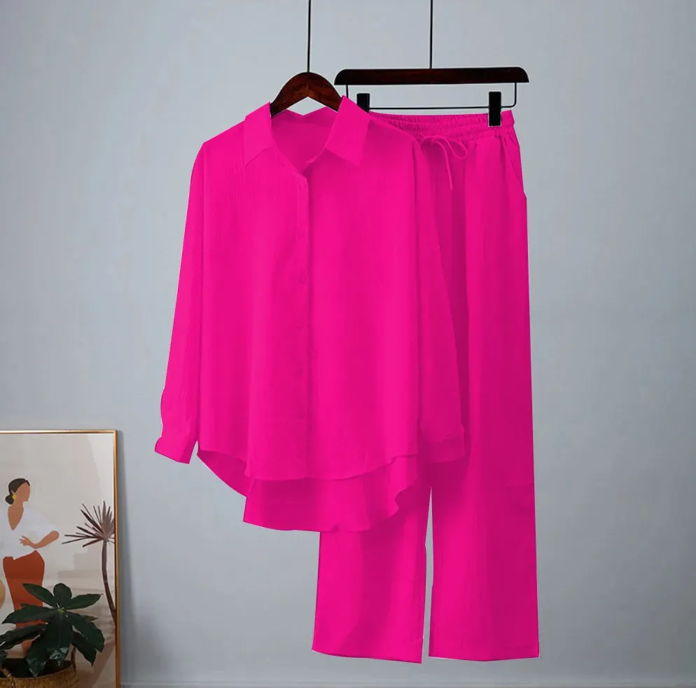 Two-Piece Set Top and Wide Leg Pants Loose Style Fall Outfits Clothes