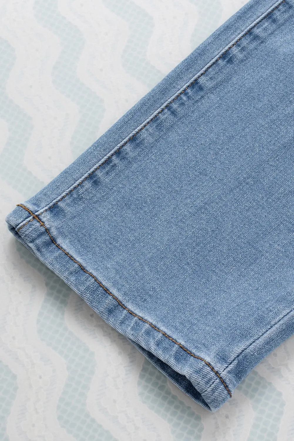 Women's Rainbow Striped Denim Pants Ripped Boyfriend Jeans