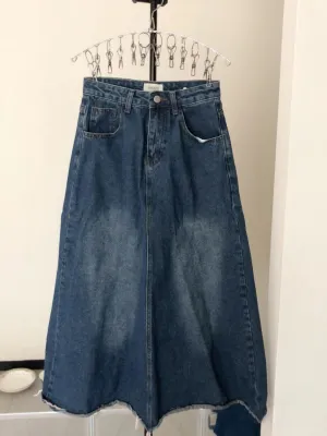 YAGIE skirts,Long Denim Skirts for Women High Waist