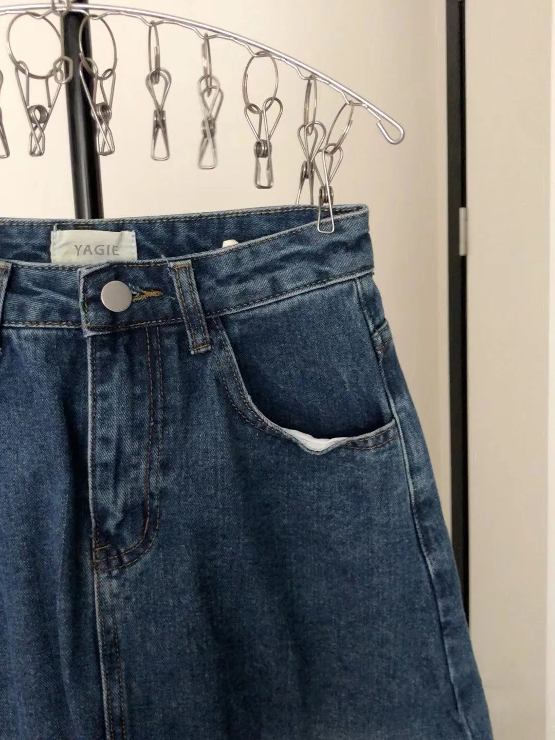 YAGIE skirts,Long Denim Skirts for Women High Waist